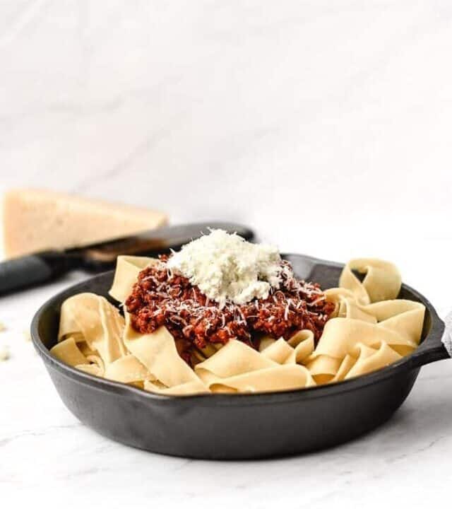 Weekend Bolognese Sauce | kickassbaker.com #bolognese #meatsauce #weekendcooking #italian #familydinner #sundaydinner #marcellahazan #ricotta #ricottacheese #homemade #fromscratch #kickassbaker