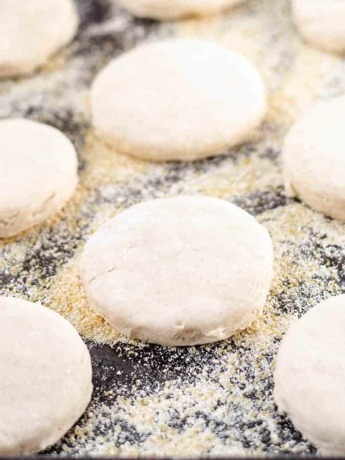 Homemade Sourdough English Muffins | kickassbaker.com #homemade #englishmuffin #englishmuffins #sourdough #howto #easyrecipe #kingarthurflour #breakfast #nutfree #peanutfree #morning