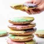 Bakery-Style Iced Easter Cookies | kickassbaker.com #easterdesserts #blackandwhitecookies #icing #cookies #easter #nutfree #bakerystyle
