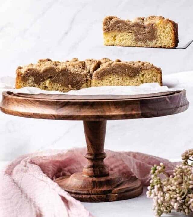 Double Crumb Crumb Cake | kickassbaker.com #crumbcake #easyrecipe #easyrecipes #coffeecake #breakfast #dessert #nutfree #peanutfree #nonuts #cinnamon #newyork #brunch#topping #bestrecipe