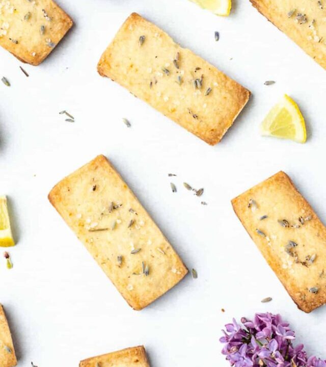 Lemon lavender shortbread cookies are crisp and buttery!