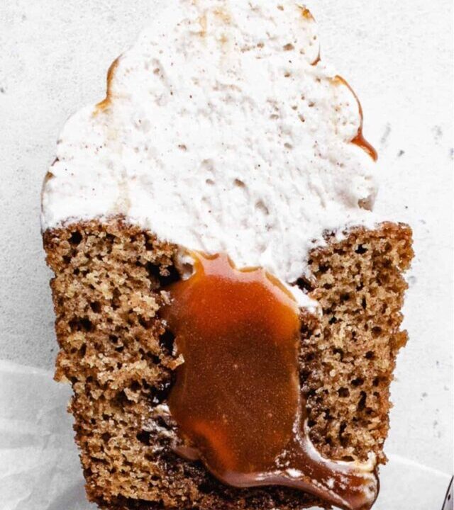 Churro Cupcakes filled with Caramel image for Pinterest