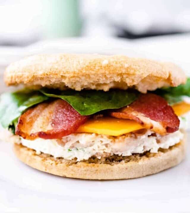 Gluten Free Egg White Breakfast Sandwich | kickassbaker.com pin for pinterest