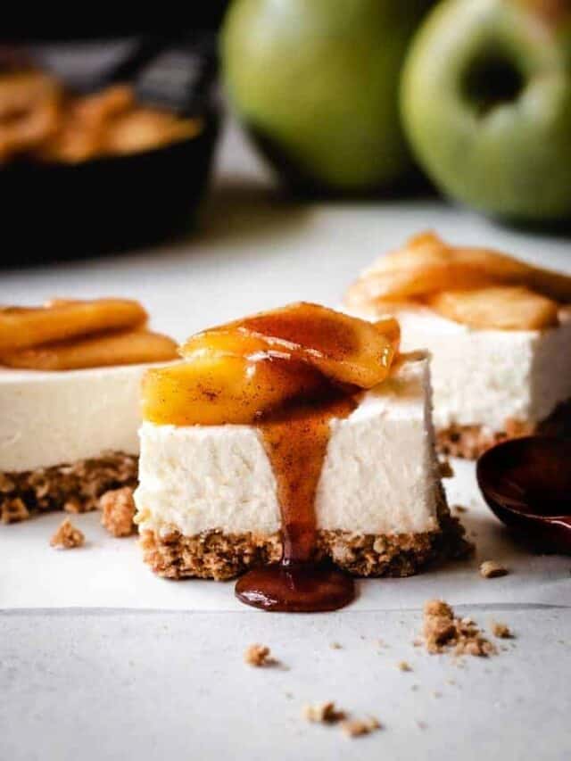 Lusciously Creamy No Bake Caramel Apple Cheesecake Bars Kickass Baker
