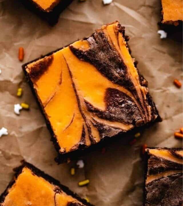 Halloween Cream Cheese Brownies | kickassbaker.com pin for pinterest 1