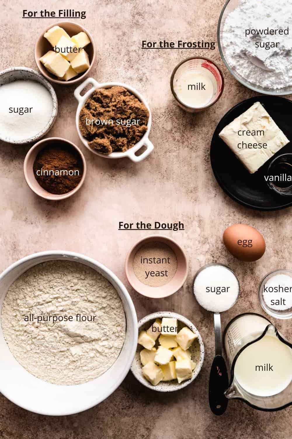 ingredients needed to make cinnamon rolls