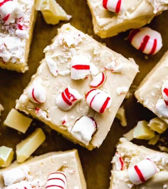 White Chocolate Peppermint Fudge | kickassbaker.com pin for pinterest 5