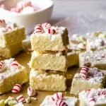 stack of candy cane fudge