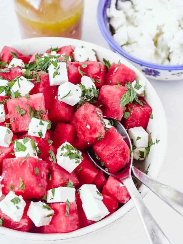 Feta Watermelon Salad With Mint Recipe Kickass Baker