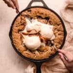 Enjoy this salted caramel cookie right in the cast iron pan!