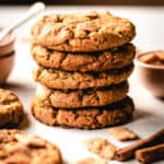 Delicious Cinnamon Toast Crunch cookies in a big stack.