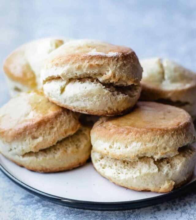 Pile of freshly baked self rising biscuits ready to eat.