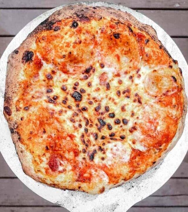 Hot and fresh homemade pizza with a crispy crust.