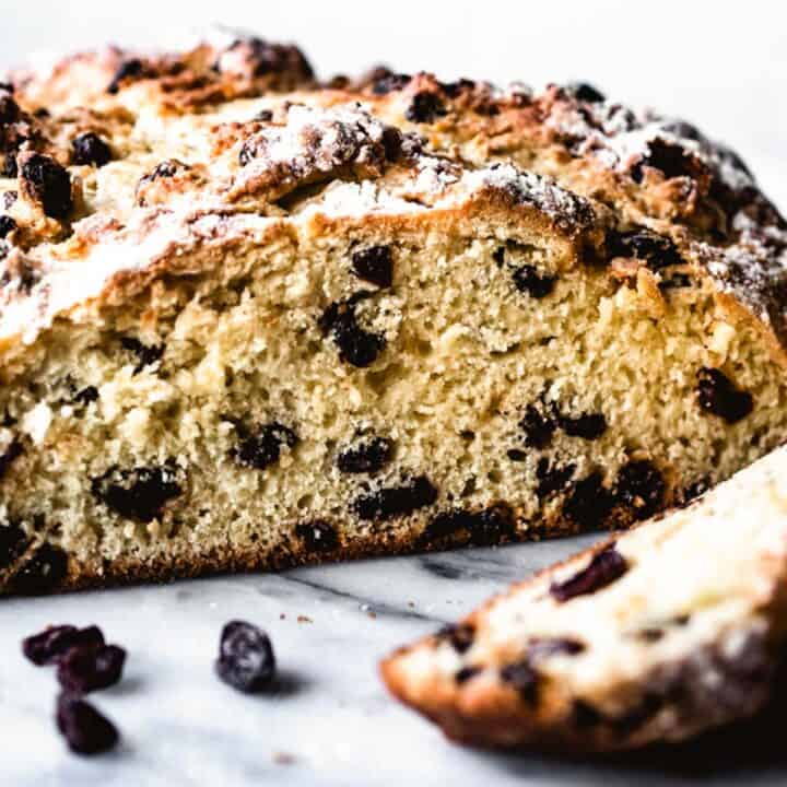 Slices Irish Soda Bread with raisins.