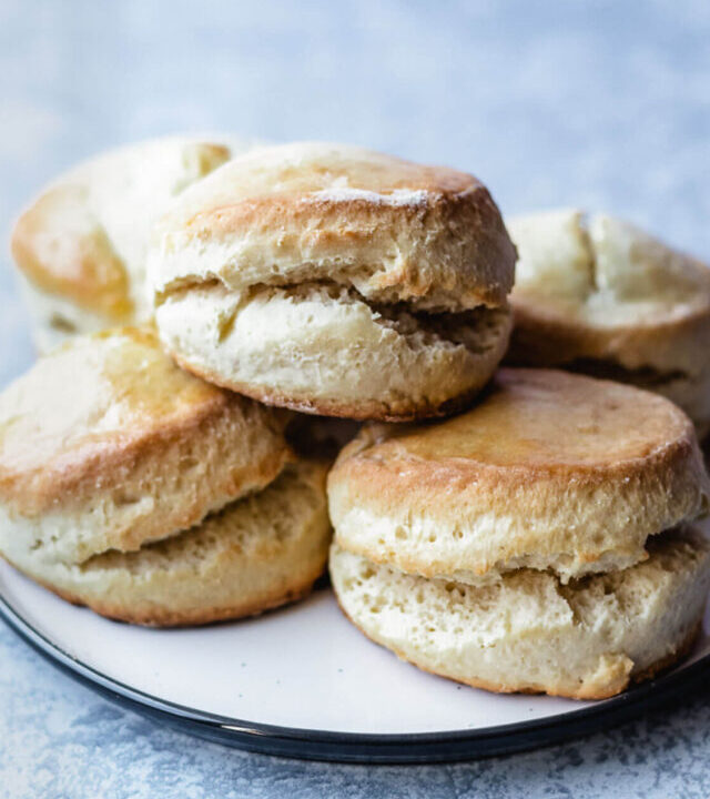 Stack of Two-ingredient biscuits fresh out of the oven.