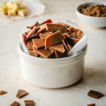 Big bowl of homemade toffee bits.