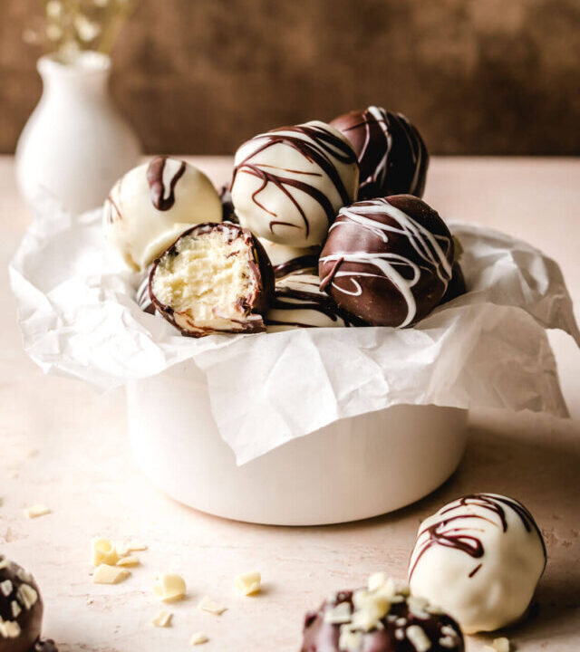 No bake white chocolate truffles make for the perfect holiday gift or dessert treat.
