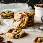 Toffee Shortbread Cookies sprinkled with flaky sea salt.