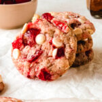 Cherry almond cookies with white chocolate chips.