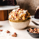 Thick, caramely pecan coconut frosting is perfect to top german chocolate cake.