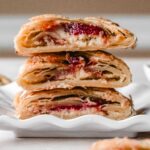 Stack of puff pastry filled with cream cheese and guava.